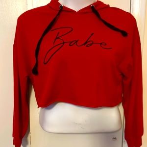 Sweaty rock L/S Crop Top Sweatshirt Hoodie Size Large